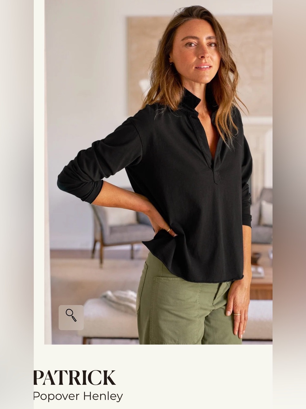 Frank & Eileen Women's Patrick Popover Henley Vintage Jersey Black V-neck Sz Med